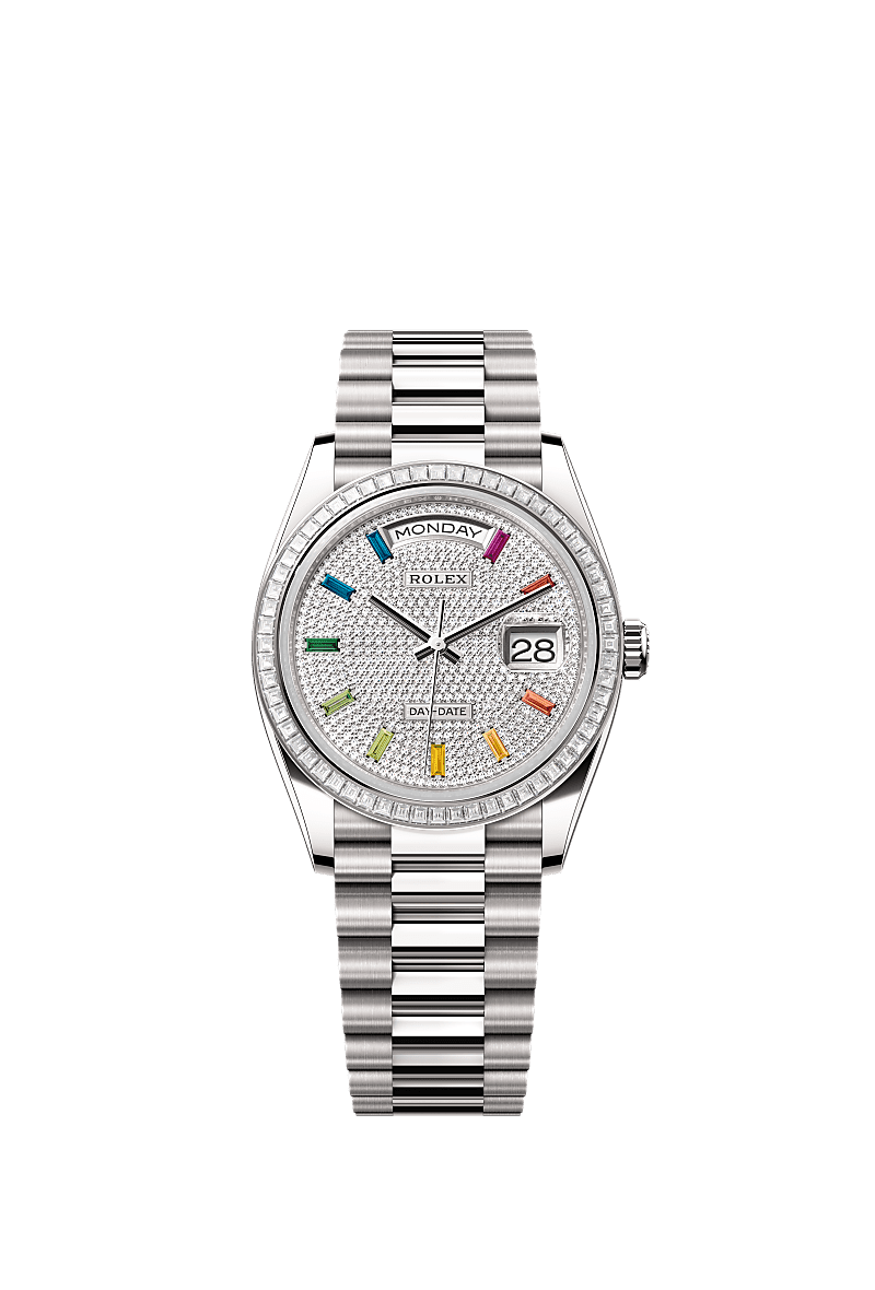 Day-Date 36, Oyster, 36 mm, white gold and diamonds, Dial : Diamond-paved, Rolex