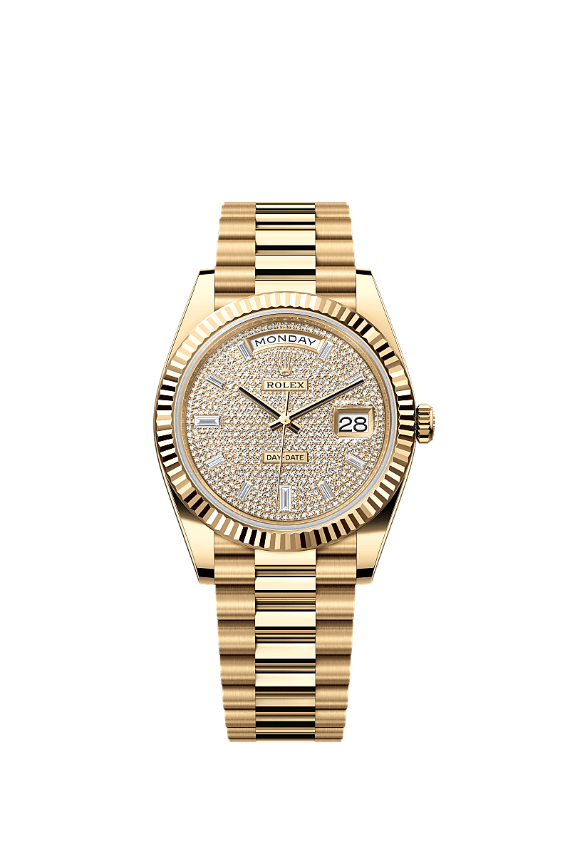 星期日历型 40, 蚝式,40毫米,黄金, 表盘 : 密镶钻石, Rolex