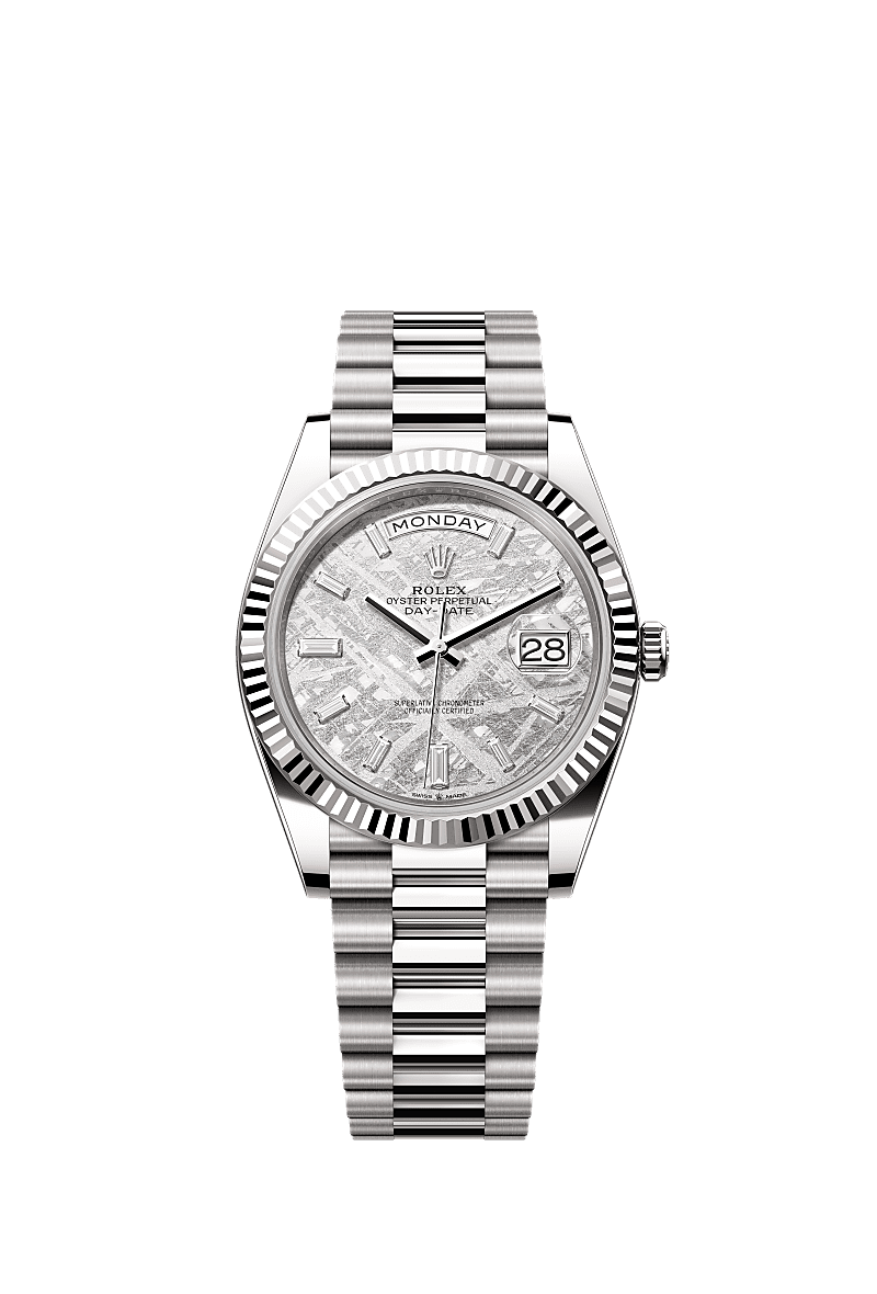 Day-Date 40, Oyster, 40 mm, white gold, Dial : Meteorite set with diamonds, Rolex
