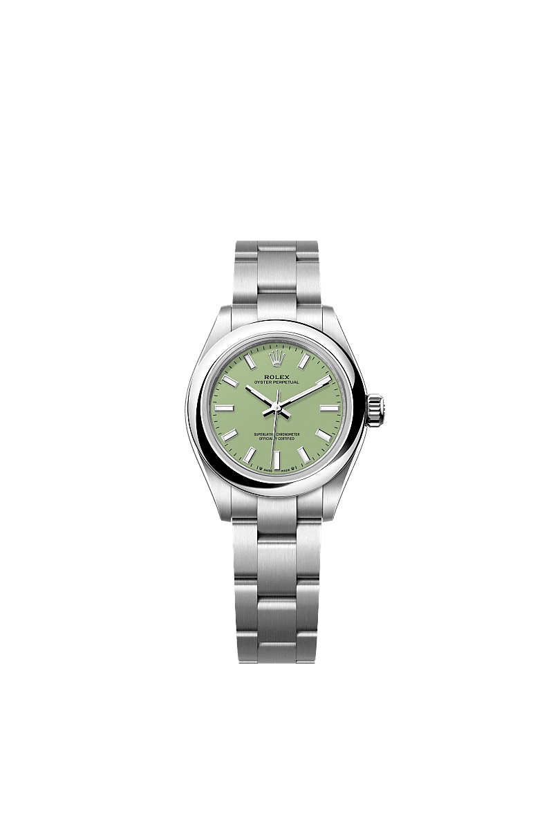Oyster Perpetual 28, Oyster, 28 mm, Oystersteel, Dial : Pistachio, Rolex