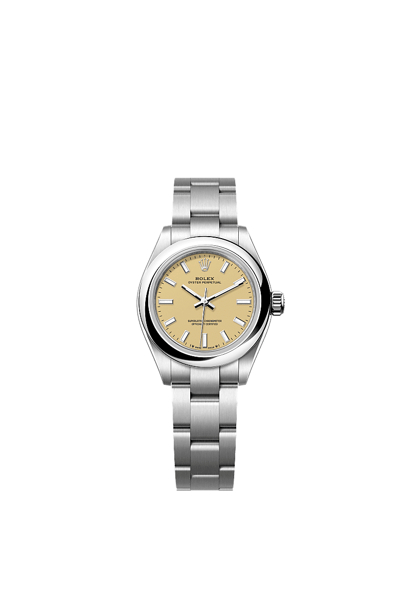 Oyster Perpetual 28, Oyster, 28 mm, Oystersteel, Dial : Beige, Rolex