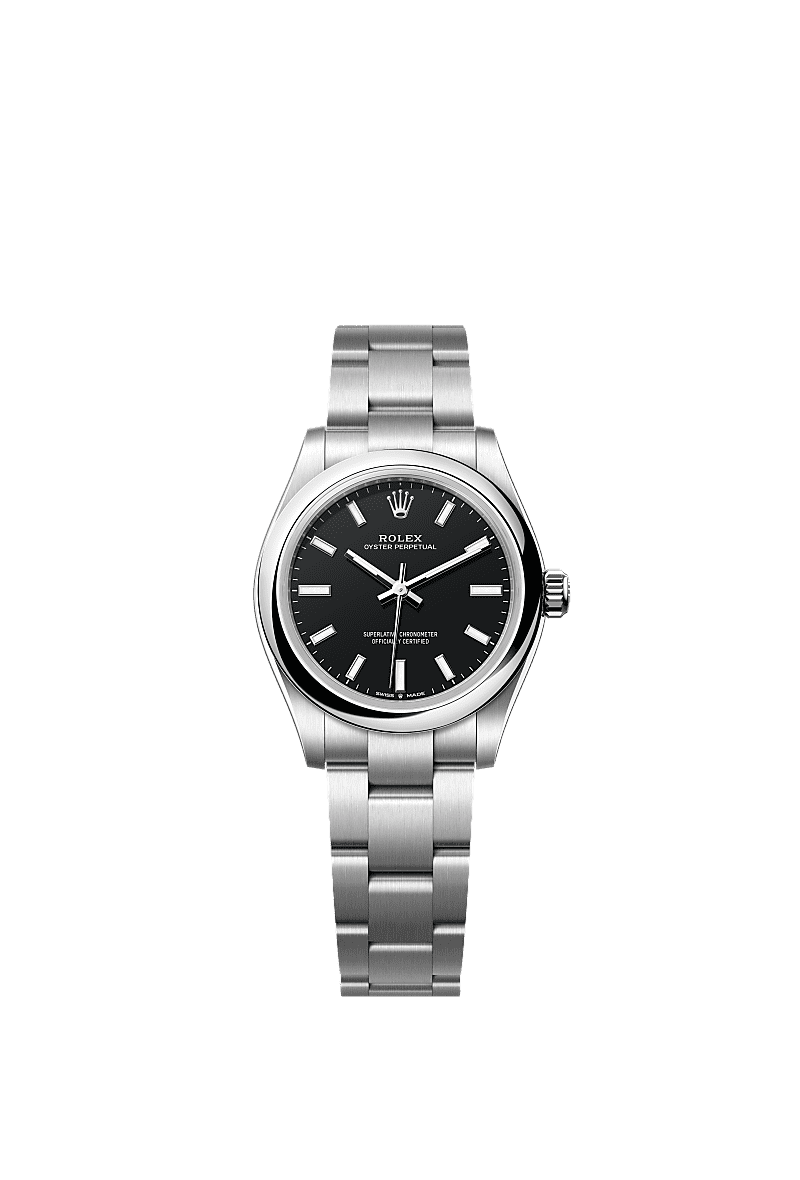 Oyster Perpetual 31, Oyster, 31 mm, Oystersteel, Dial : Black, Rolex
