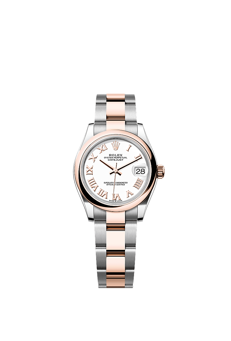 日志型 31, 蚝式,31毫米,永恒玫瑰金及蚝式钢, 表盘 : 白色, Rolex