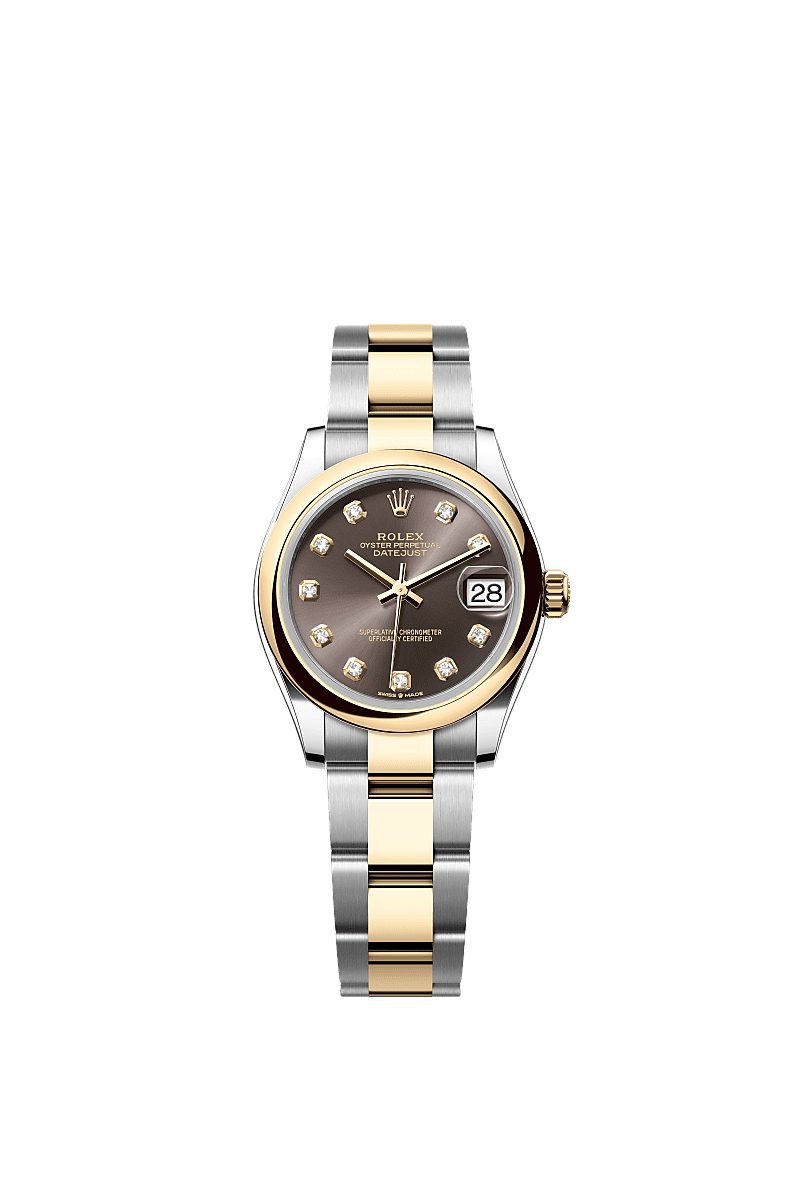 日志型 31, 蚝式,31毫米,黄金及蚝式钢, 表盘 : 深灰色,镶钻石, Rolex