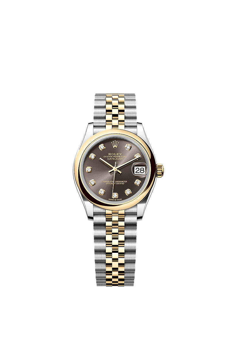 Datejust 31, Oyster, 31 mm, Oystersteel and yellow gold, Dial : Dark grey set with diamonds, Rolex