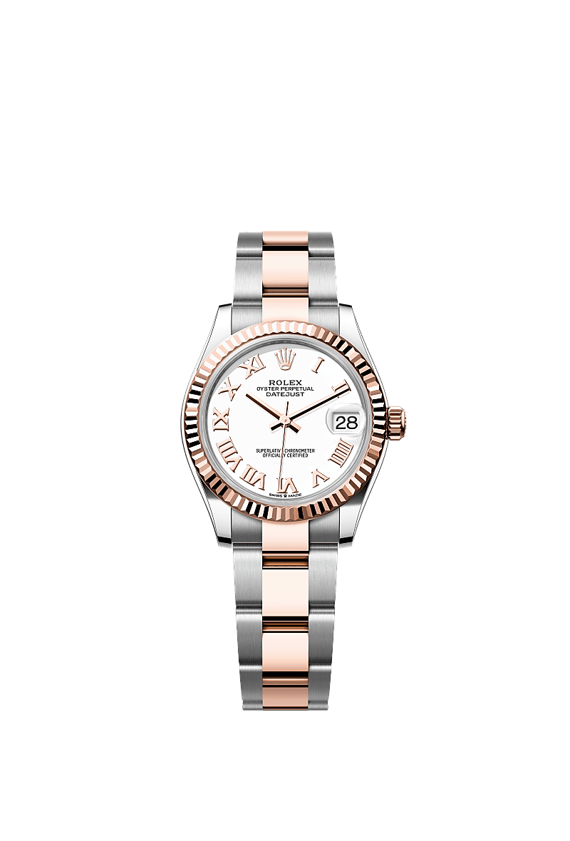 Datejust 31, Oyster, 31 mm, Oystersteel and Everose gold, Dial : White, Rolex