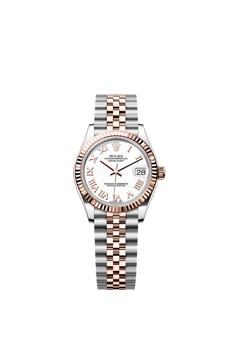 日志型 31, 蚝式，31毫米，永恒玫瑰金及蚝式钢, 表盘 : 白色, Rolex