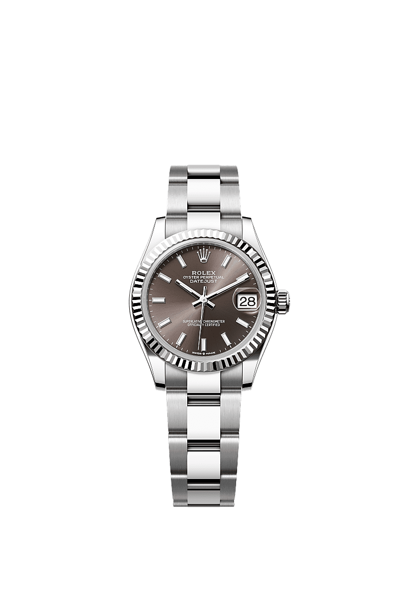 Datejust 31, Oyster, 31 mm, Oystersteel and white gold, Dial : Dark grey, Rolex