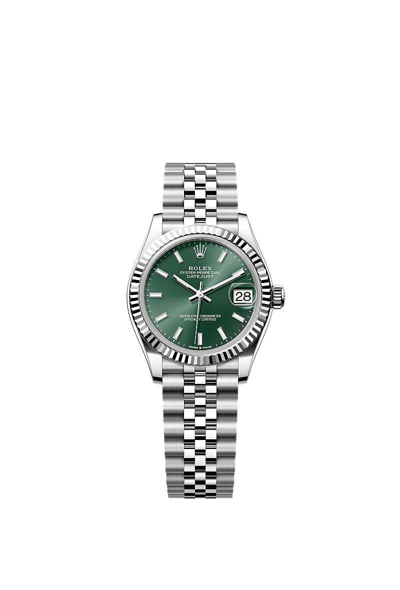 Datejust 31, Oyster, 31 mm, Oystersteel and white gold, Dial : Mint green, Rolex