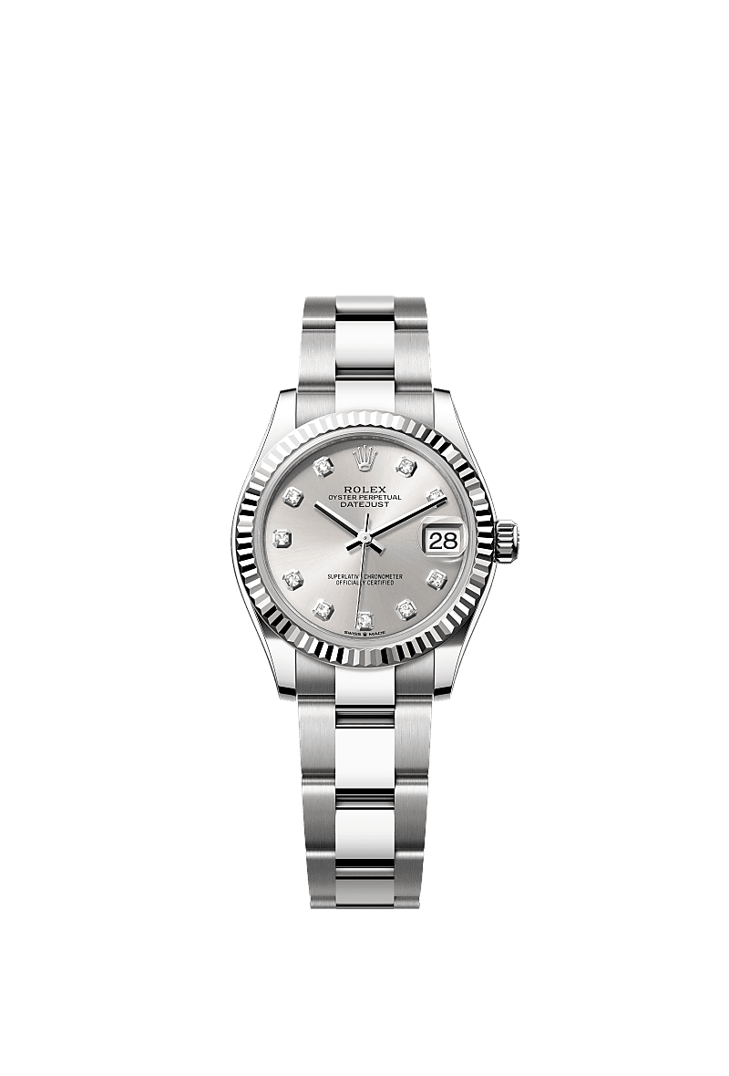 Datejust 31, Oyster, 31 mm, Oystersteel and white gold, Dial : Silver set with diamonds, Rolex