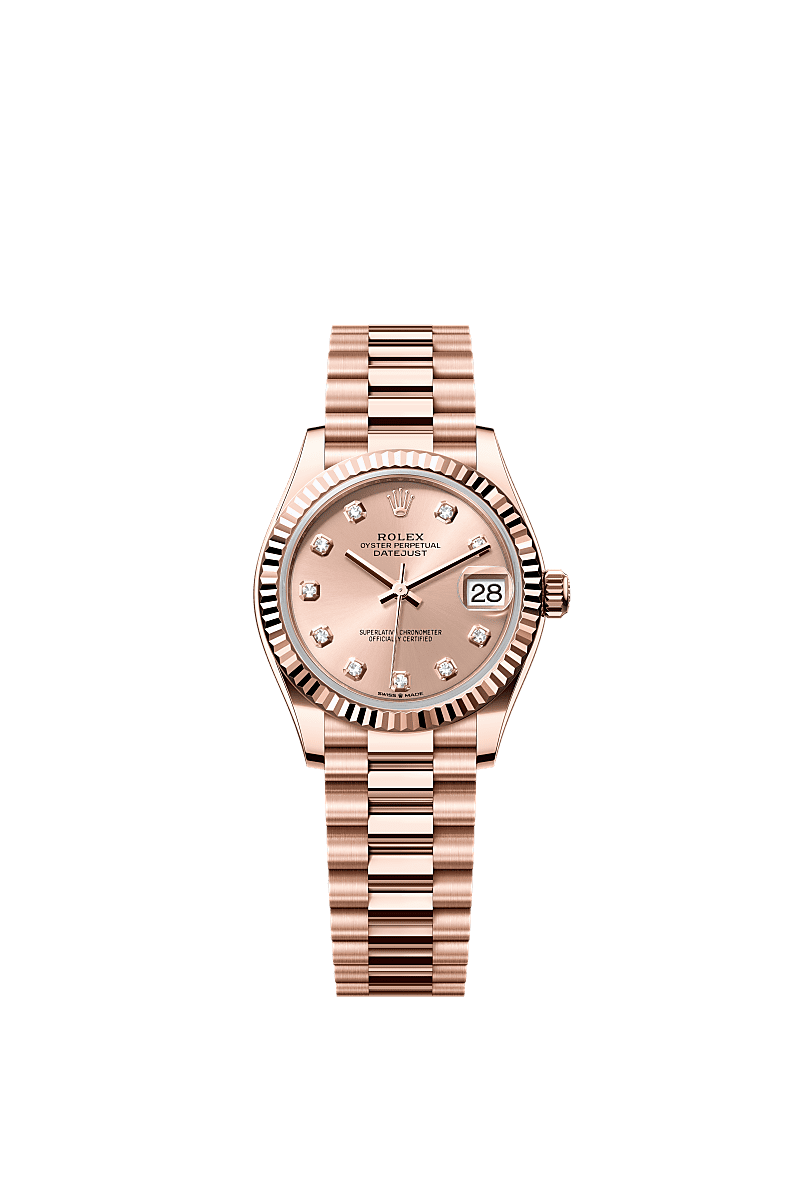 Datejust 31, Oyster, 31 mm, Everose gold, Dial : Rosé-colour set with diamonds, Rolex