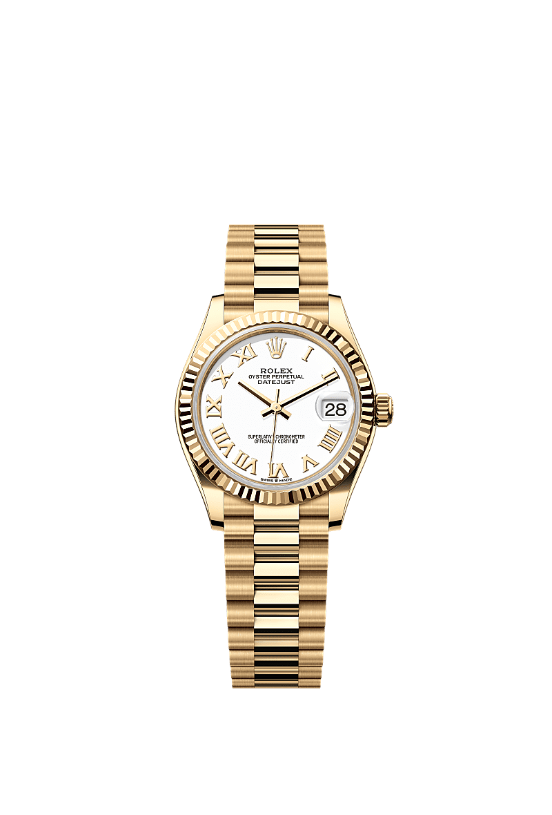 日志型 31, 蚝式，31毫米，黄金, 表盘 : 白色, Rolex