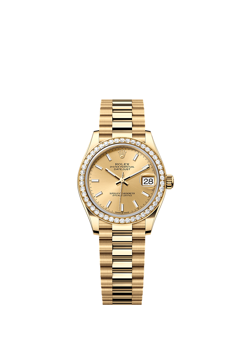 日志型 31, 蚝式,31毫米,钻石及黄金, 表盘 : 香槟色, Rolex