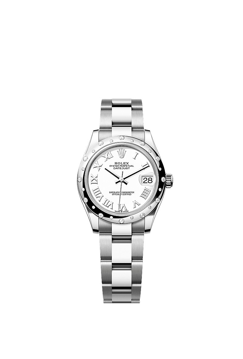 Datejust 31, Oyster, 31 mm, Oystersteel, white gold and diamonds, Dial : White, Rolex