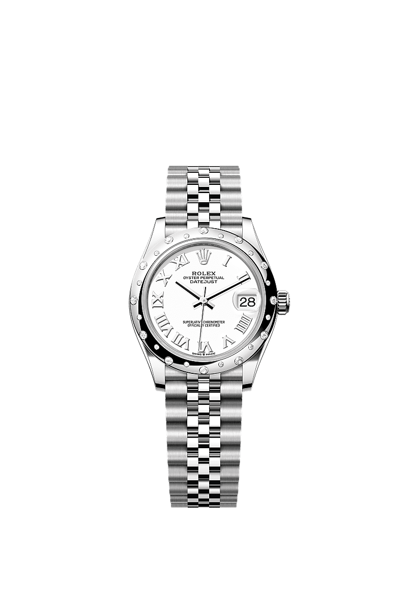 日志型 31, 蚝式,31毫米,钻石、白色黄金及蚝式钢, 表盘 : 白色, Rolex
