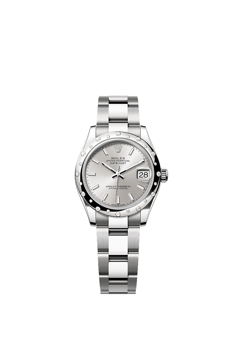 日志型 31, 蚝式,31毫米,钻石、白色黄金及蚝式钢, 表盘 : 银色, Rolex