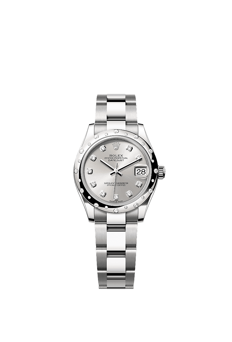 Datejust 31, Oyster, 31 mm, Oystersteel, white gold and diamonds, Dial : Silver set with diamonds, Rolex