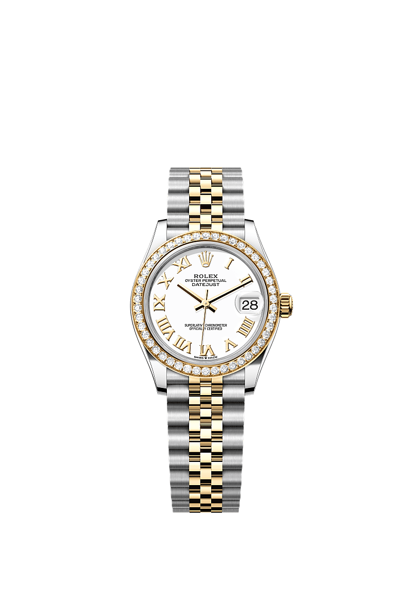 日志型 31, 蚝式，31毫米，钻石、黄金及蚝式钢, 表盘 : 白色, Rolex