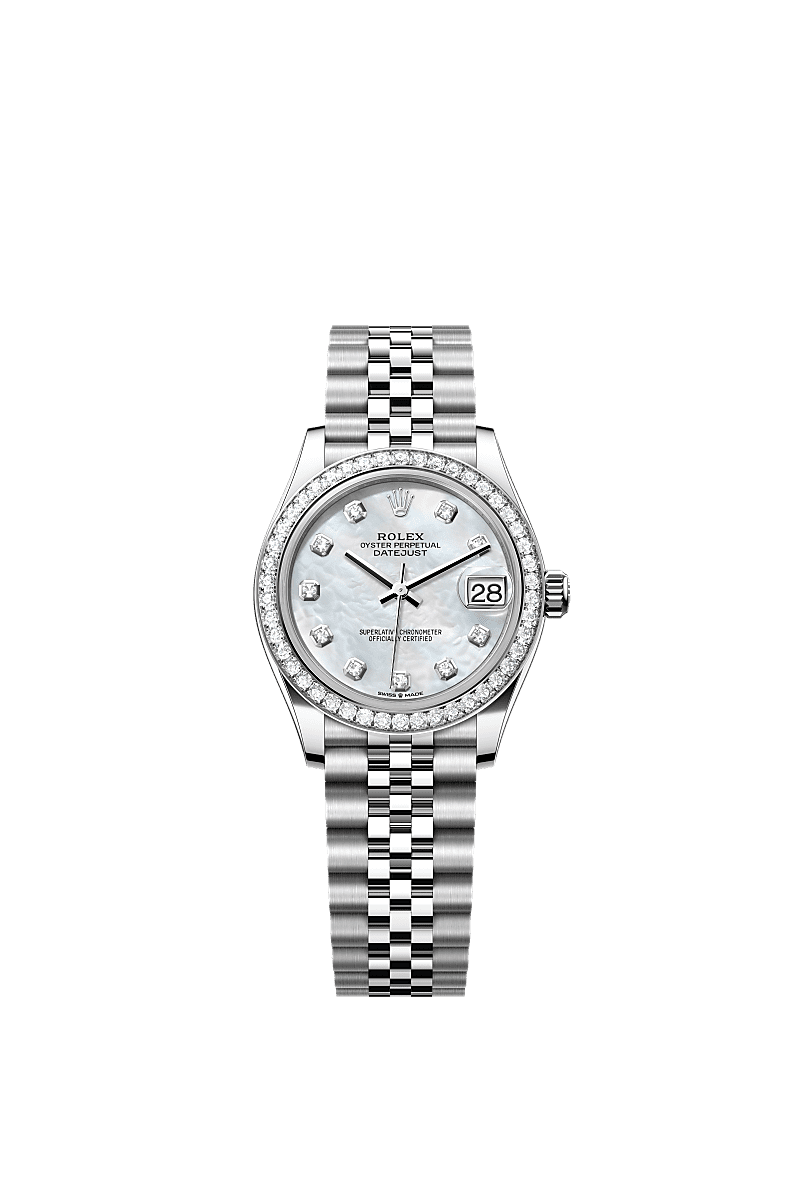 Datejust 31, Oyster, 31 mm, Oystersteel, white gold and diamonds, Dial : White mother-of-pearl set with diamonds, Rolex