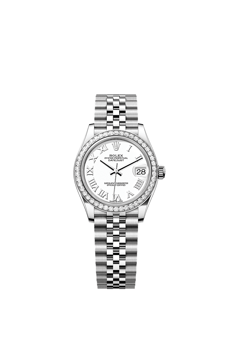 日志型 31, 蚝式，31毫米，钻石、白色黄金及蚝式钢, 表盘 : 白色, Rolex