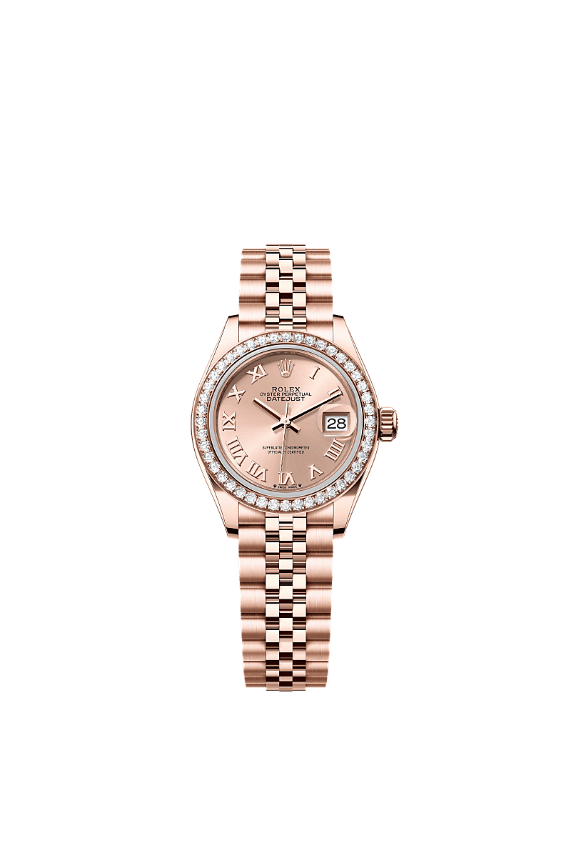 Lady-Datejust, Oyster, 28 mm, Everose gold and diamonds, Dial : Rosé-colour, Rolex