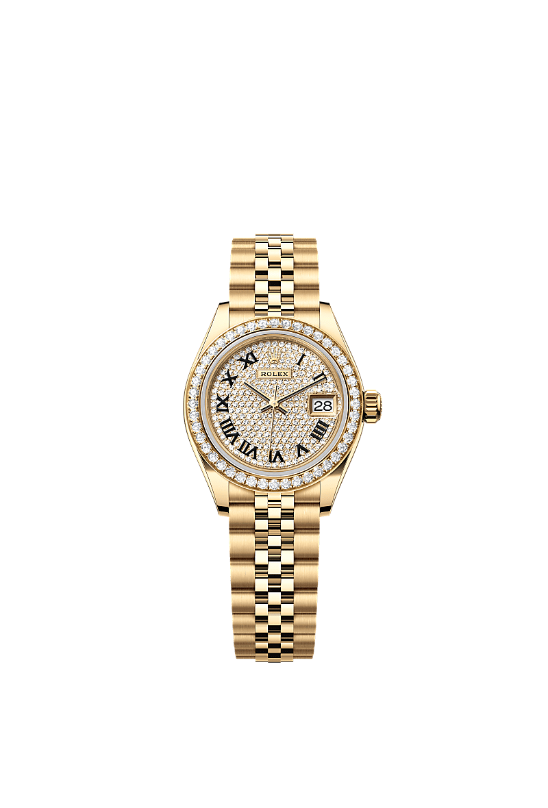 Lady-Datejust, Oyster, 28 mm, yellow gold and diamonds, Dial : Diamond-paved, Rolex