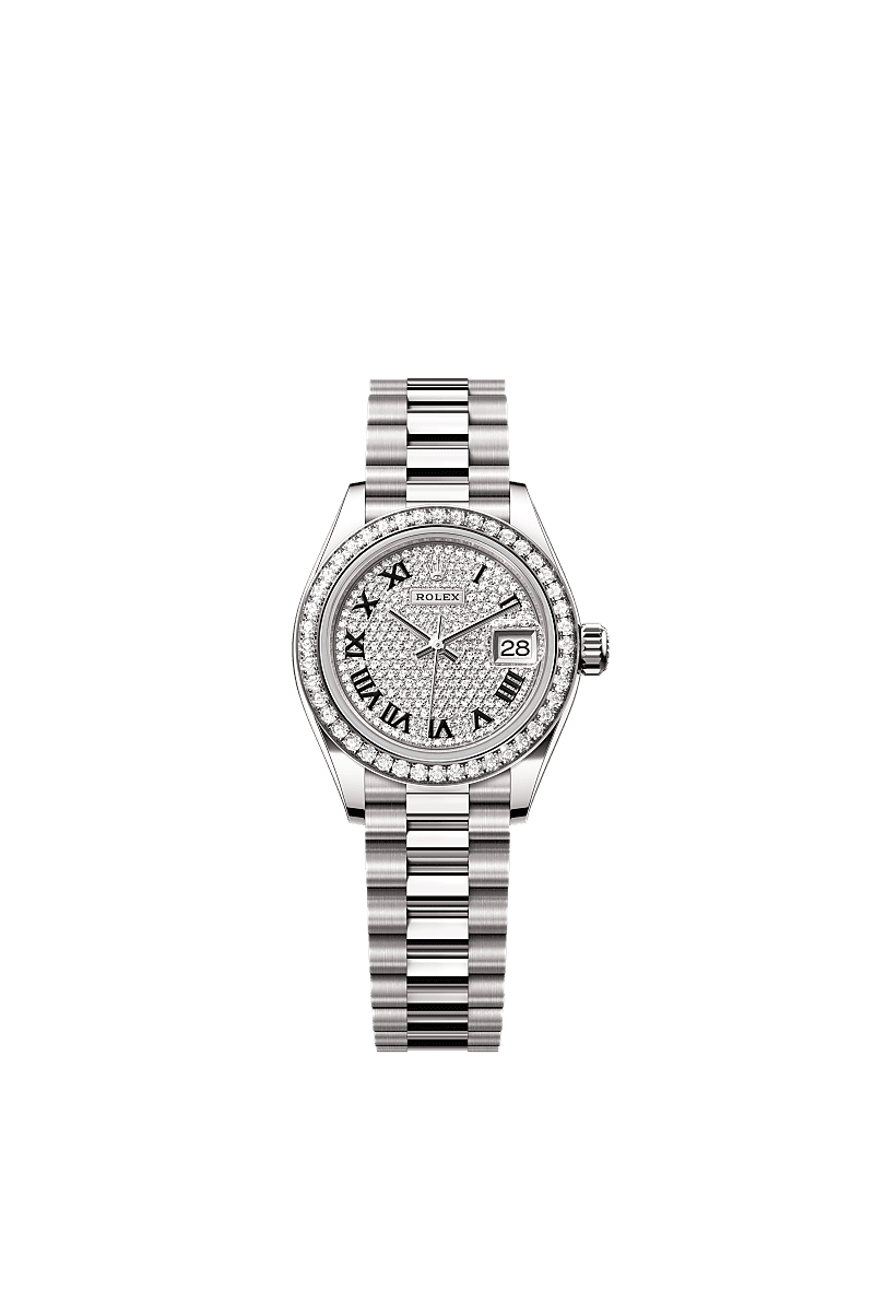 Lady-Datejust, Oyster, 28 mm, white gold and diamonds, Dial : Diamond-paved, Rolex