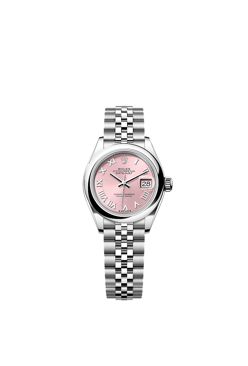 女装日志型, 蚝式,28毫米,蚝式钢, 表盘 : 粉红色, Rolex