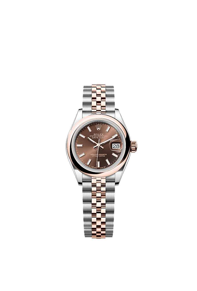 Lady-Datejust, Oyster, 28 mm, Oystersteel and Everose gold, Dial : Chocolate, Rolex