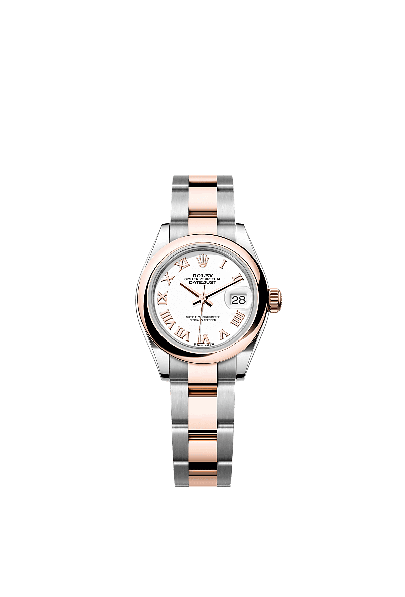 Lady-Datejust, Oyster, 28 mm, Oystersteel and Everose gold, Dial : White, Rolex