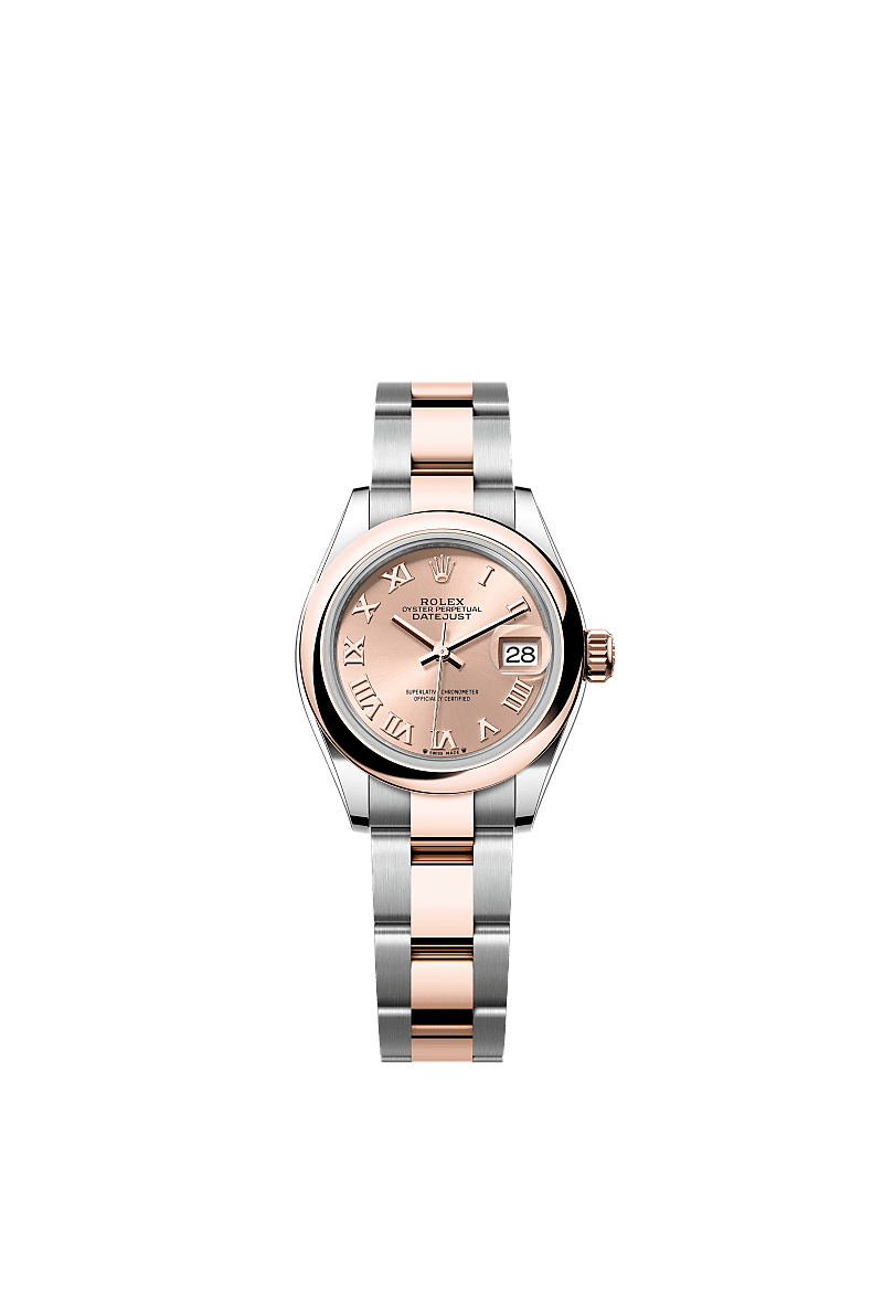 Lady-Datejust, Oyster, 28 mm, Oystersteel and Everose gold, Dial : Rosé-colour, Rolex