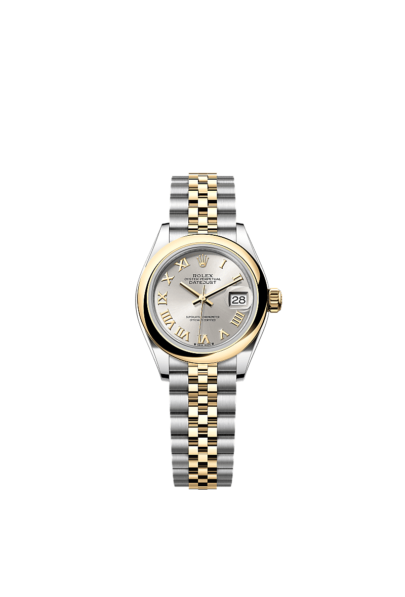 Lady-Datejust, Oyster, 28 mm, Oystersteel and yellow gold, Dial : Silver, Rolex