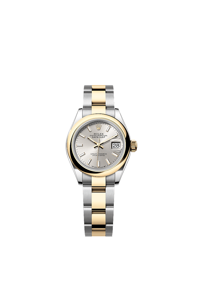Lady-Datejust, Oyster, 28 mm, Oystersteel and yellow gold, Dial : Silver, Rolex