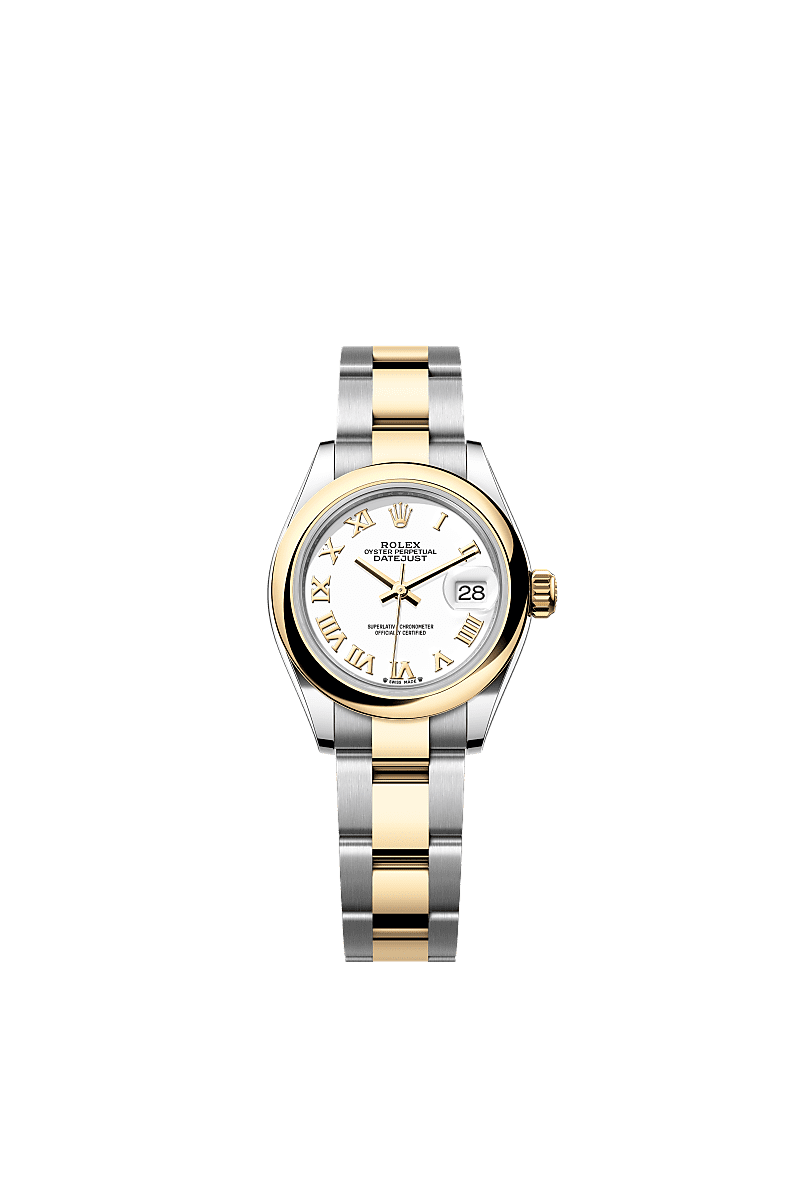 Lady-Datejust, Oyster, 28 mm, Oystersteel and yellow gold, Dial : White, Rolex