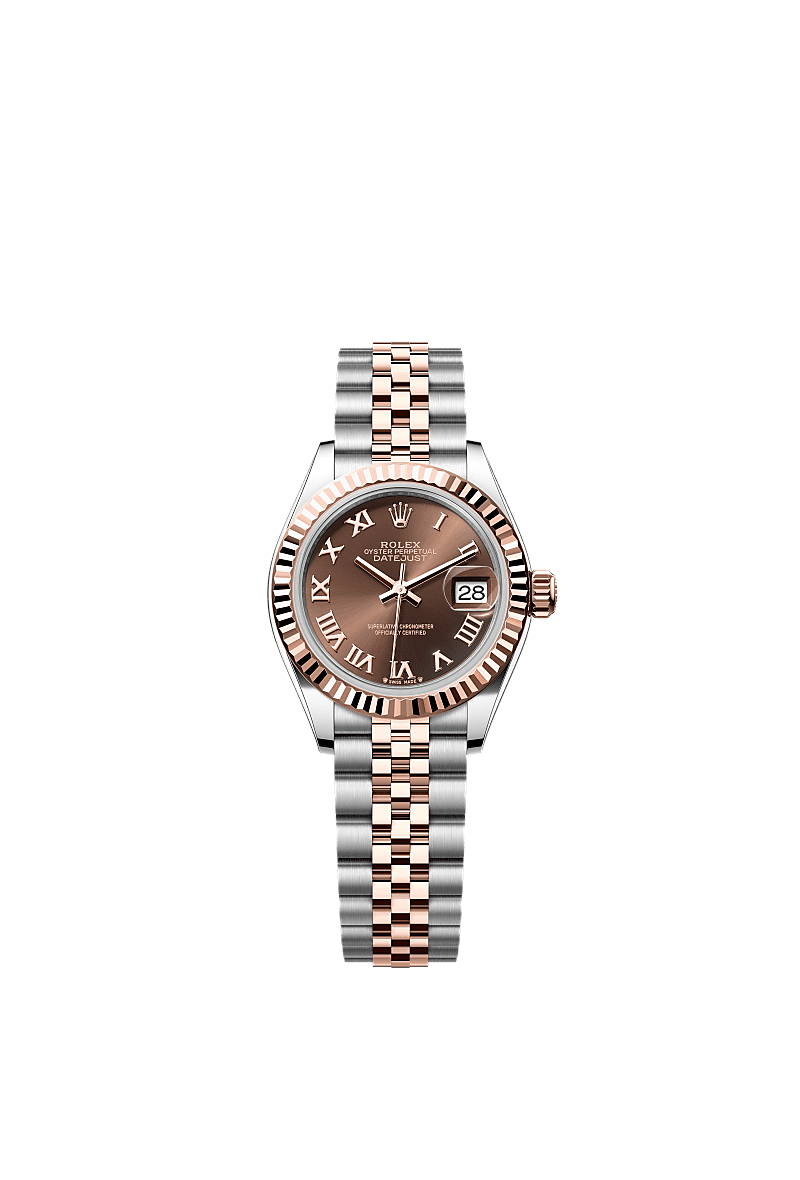 Lady-Datejust, Oyster, 28 mm, Oystersteel and Everose gold, Dial : Chocolate, Rolex