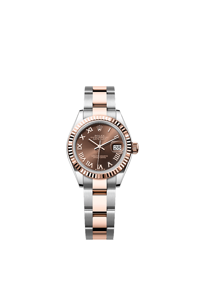 Lady-Datejust, Oyster, 28 mm, Oystersteel and Everose gold, Dial : Chocolate, Rolex