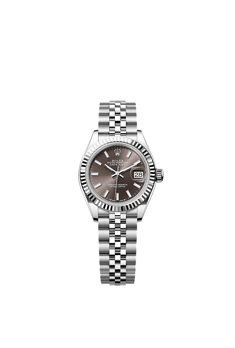 Lady-Datejust, Oyster, 28 mm, Oystersteel and white gold, Dial : Dark grey, Rolex