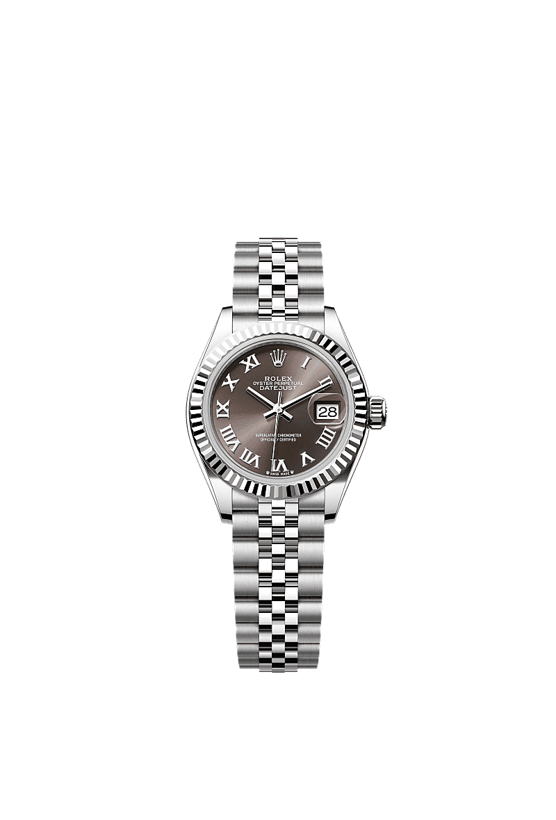 Lady-Datejust, Oyster, 28 mm, Oystersteel and white gold, Dial : Dark grey, Rolex