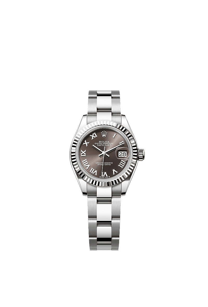 Lady-Datejust, Oyster, 28 mm, Oystersteel and white gold, Dial : Dark grey, Rolex