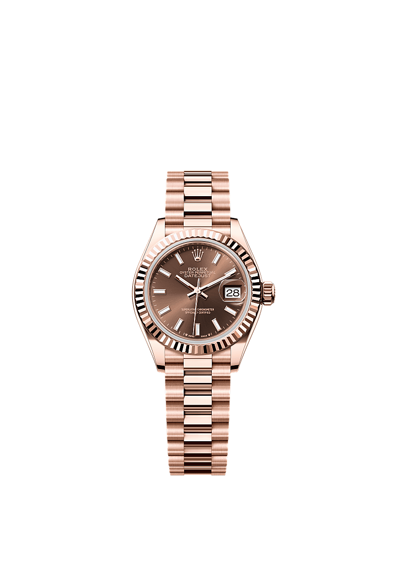 Lady-Datejust, Oyster, 28 mm, Everose gold, Dial : Chocolate, Rolex