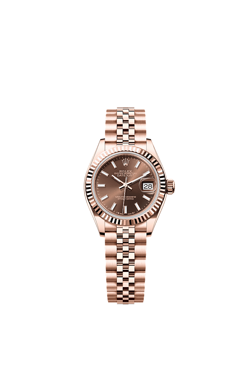 Lady-Datejust, Oyster, 28 mm, Everose gold, Dial : Chocolate, Rolex