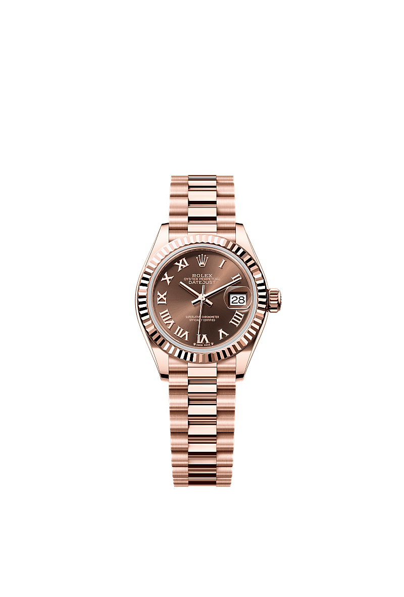 女装日志型, 蚝式,28毫米,永恒玫瑰金, 表盘 : 巧克力色, Rolex