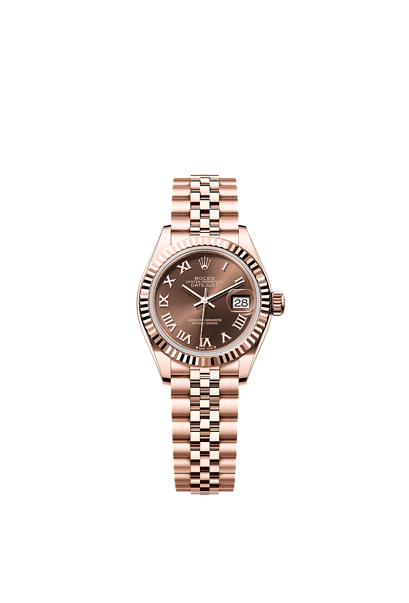 Lady-Datejust, Oyster, 28 mm, Everose gold, Dial : Chocolate, Rolex