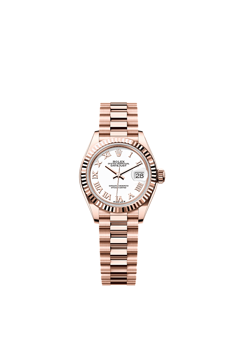 Lady-Datejust, Oyster, 28 mm, Everose gold, Dial : White, Rolex