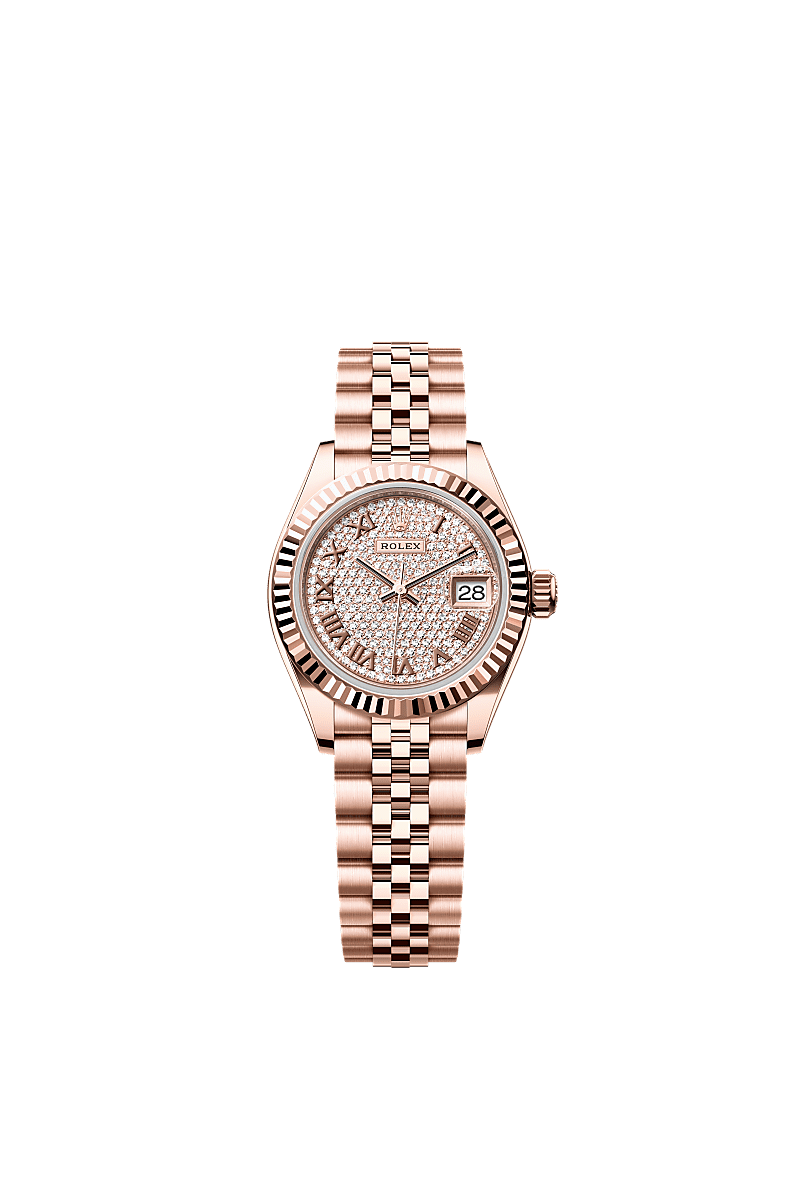 Lady-Datejust, Oyster, 28 mm, Everose gold, Dial : Diamond-paved, Rolex