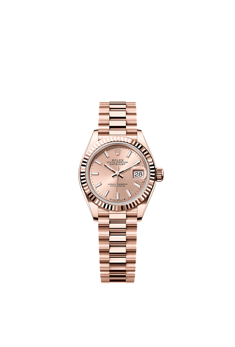 女装日志型, 蚝式,28毫米,永恒玫瑰金, 表盘 : 玫瑰金色, Rolex