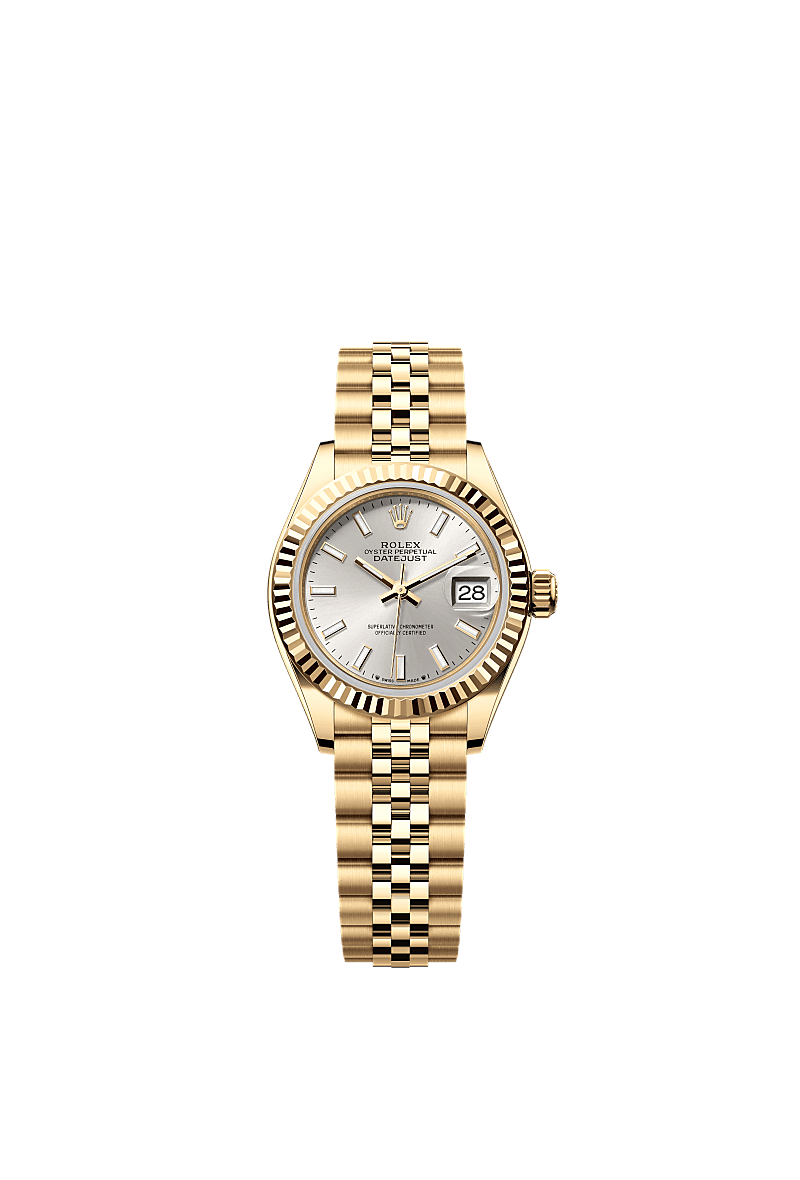 女装日志型, 蚝式,28毫米,黄金, 表盘 : 银色, Rolex