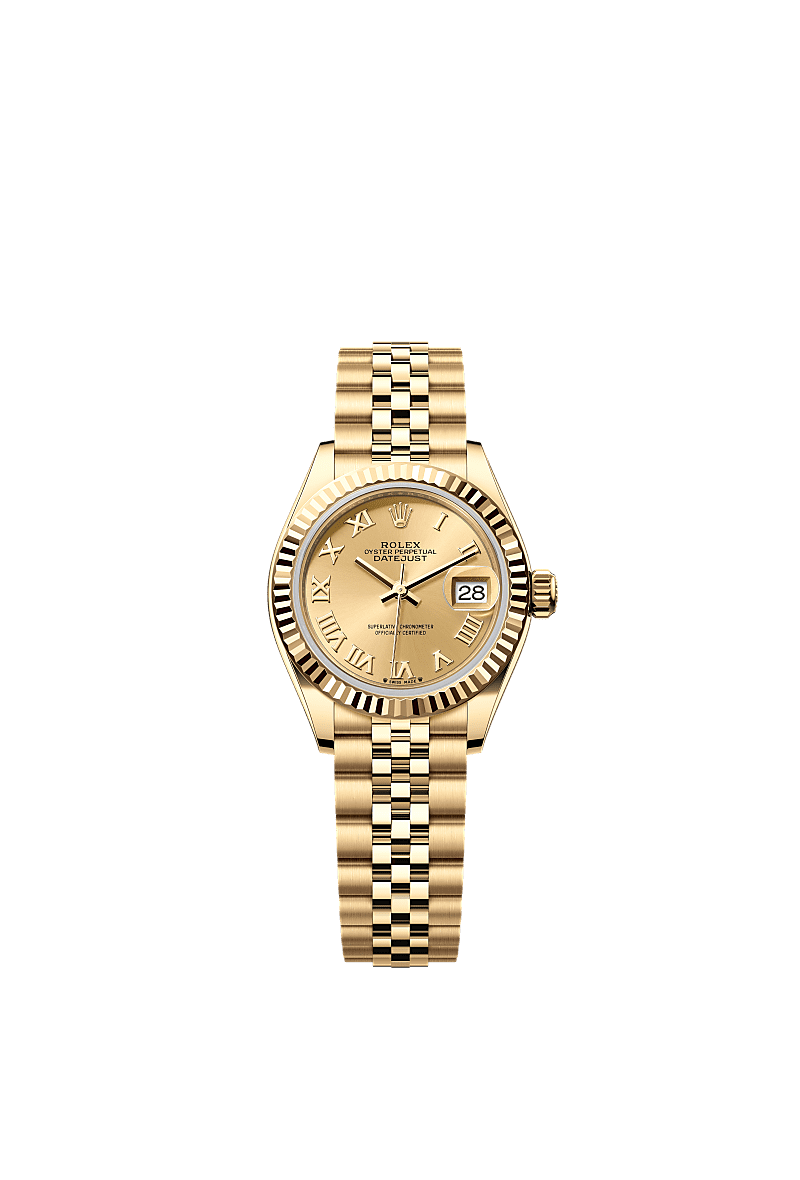 女装日志型, 蚝式,28毫米,黄金, 表盘 : 香槟色, Rolex