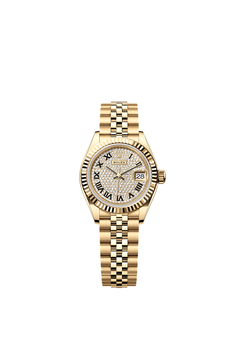 Lady-Datejust, Oyster, 28 mm, yellow gold, Dial : Diamond-paved, Rolex
