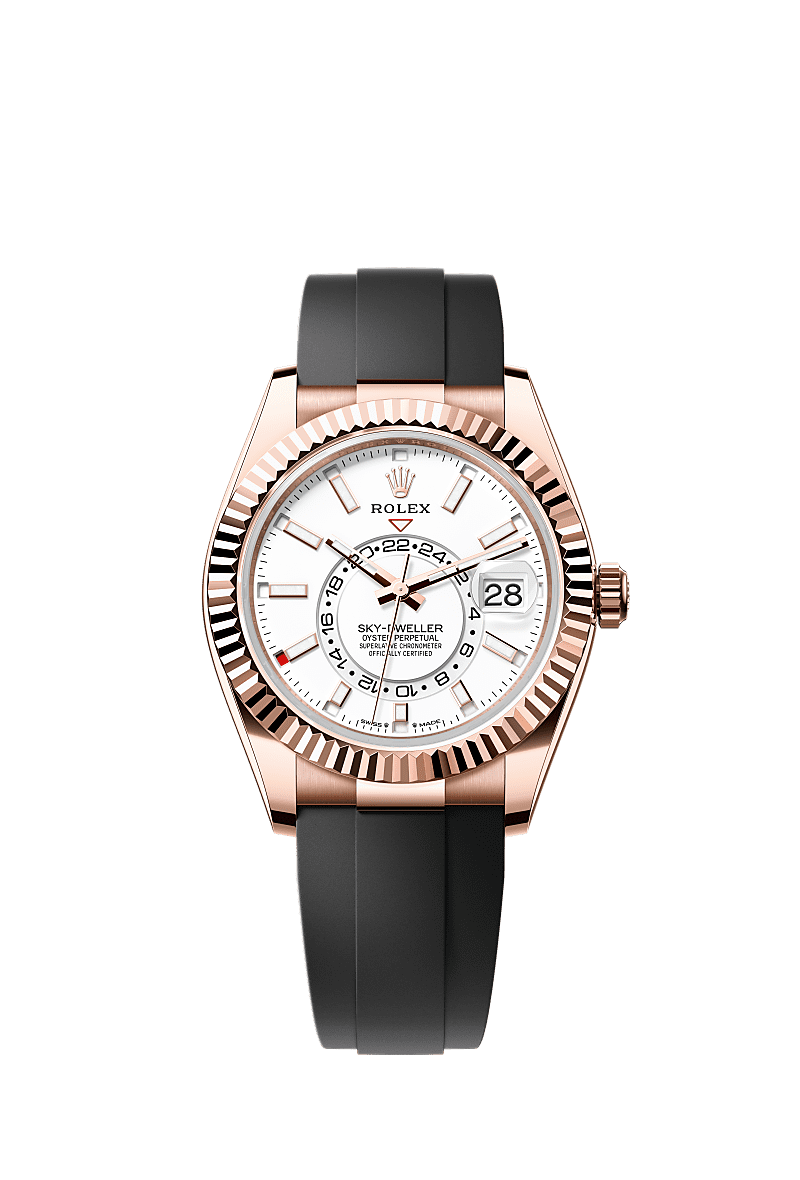 Sky-Dweller, Oyster, 42 mm, Everose gold, Dial : Intense white, Rolex
